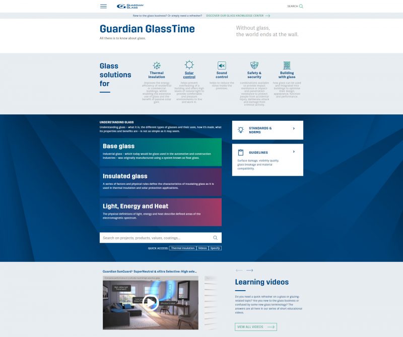 Guardian Glass lancia la versione digitale di GlassTime